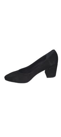Siyah Hakiki Süet Kalın Topuklu Stiletto