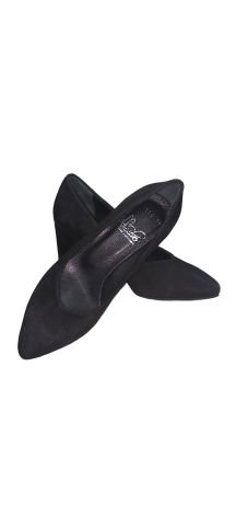 Siyah Hakiki Süet Kalın Topuklu Stiletto