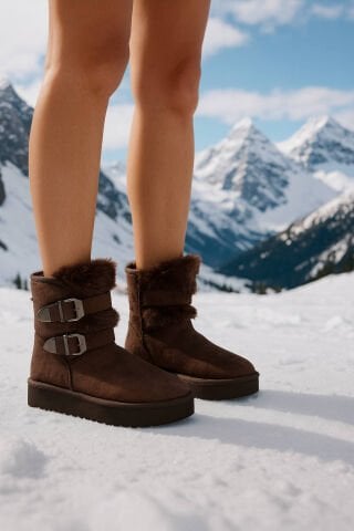 Kahve Rengi  Kürklü Platformlu   Ug