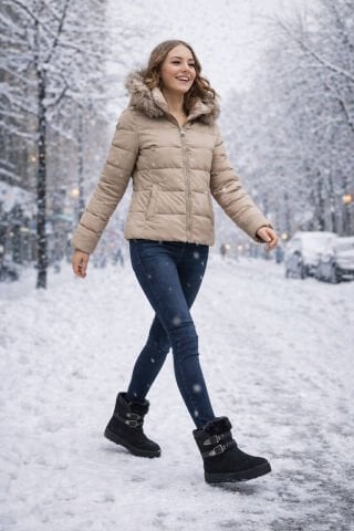 Siyah  Rengi Kürklü Platformlu Ug