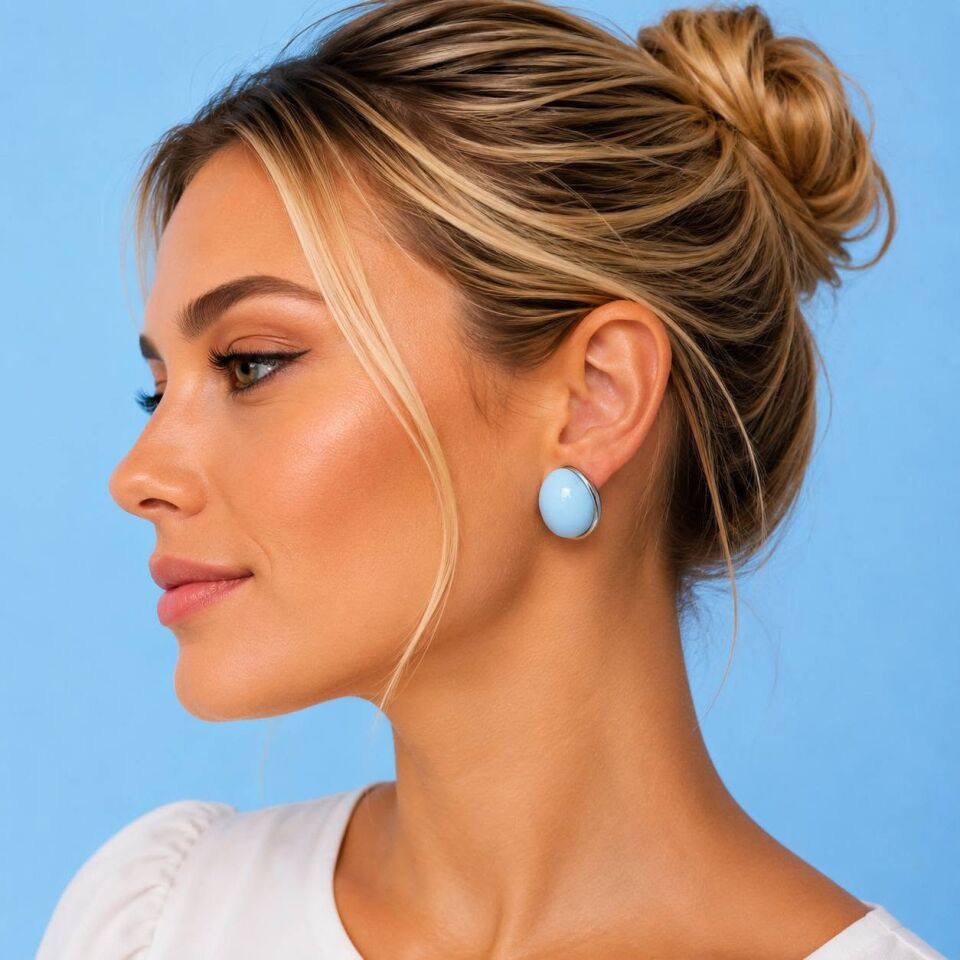 Mavi modeli dügme Modeli Küpe