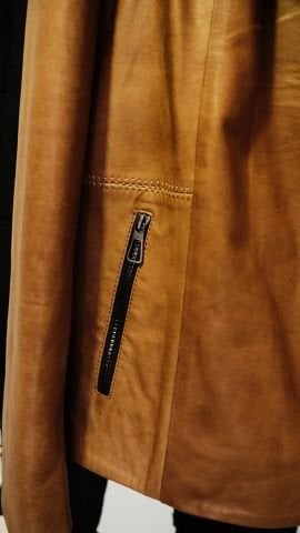 Hakiki Deri Kapşonlu   Taba Rengi Mont