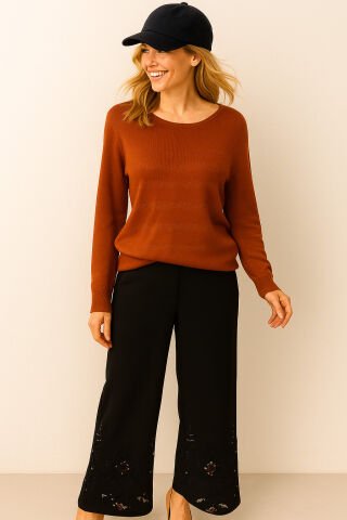 Kiremit Rengi Simli Triko