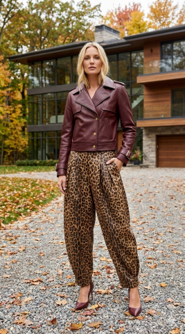 Hakiki Deri Büyük Yakalı Bordo Ceket