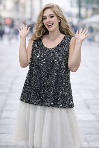 Antrasit Silme pullu iİalyan  Kolsuz Bluz