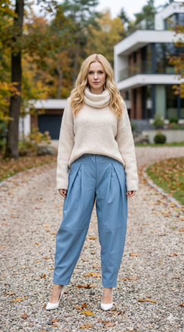 İtalyan Beyaz Angora Boğazlı Kazak