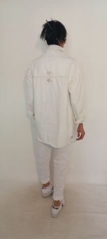Beyaz Jean Ceket Taş lı  Oversize