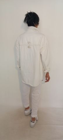 Beyaz Jean Ceket Taş lı  Oversize