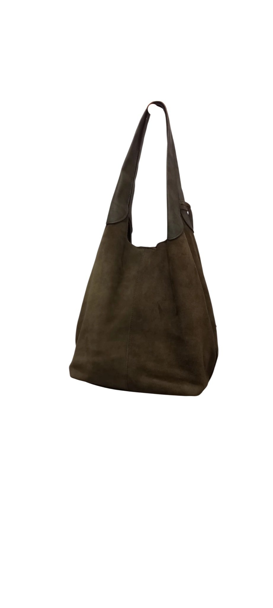 Haki Rengi Hakiki Suet  Torba Modeli Yumuşak Çanta