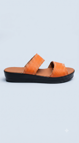 Oranj İki Bantlı Dolgu Topuk Sandalet