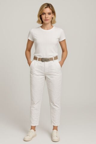 Beyaz Kalın  Jean Yarım  Şalvar Pantalon