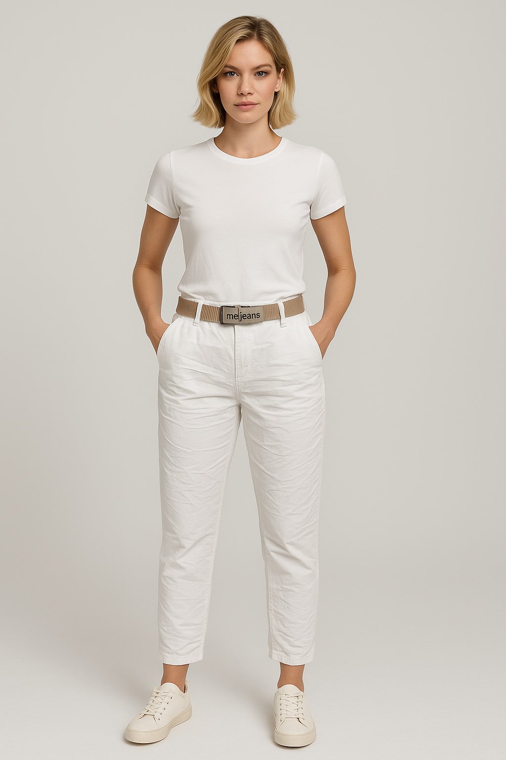 Beyaz Kalın  Jean Yarım  Şalvar Pantalon