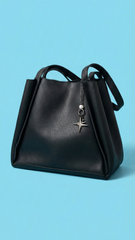 Siyah Torba Formlu Çift Saplı Çanta