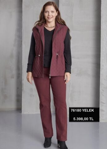 Bordo Yağmur Almaz Kapitone Yelek – Hafif, Suya Dayanıklı, Modern