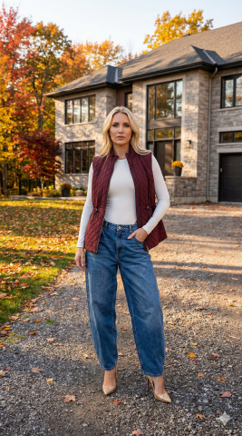 Bordo Kapitone Kapüşonlu Fermuarlı Yelek – Hafif, Suya Dayanıklı, Modern