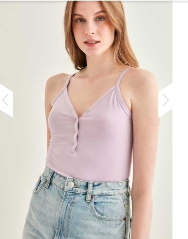 Lila İnce Askılı  Çıtçıtlı Cotton Atlet