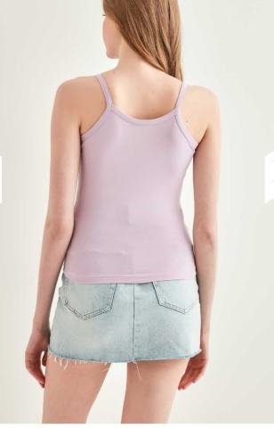Lila İnce Askılı  Çıtçıtlı Cotton Atlet
