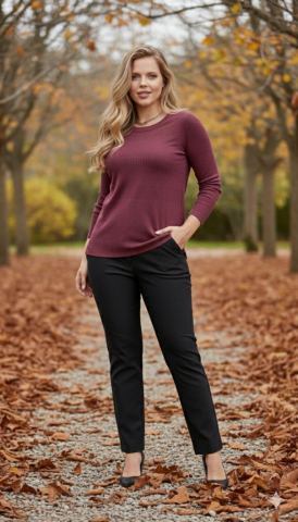 Bordo Kendinden Desenli Likralı Triko