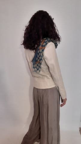 Kemik Rengi Hakiki Deri Kısa Droplu  Fermuarlı Mont