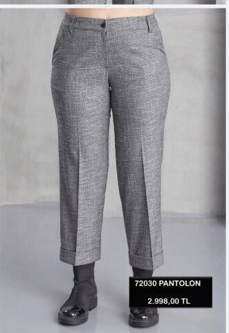 Gri Tuwit Kumaş  Boru Paça Pantalon