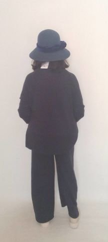 Lacivert  İtalyan  Degaje Yaka  Triko Takım