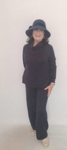 Lacivert  İtalyan  Degaje Yaka  Triko Takım