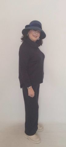 Lacivert  İtalyan  Degaje Yaka  Triko Takım