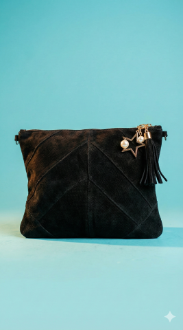 Akseasuarlı Süet Siyah Portföy