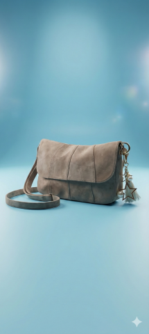 Bej Hakiki Süet Kapaklı Postacı Çanta