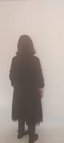 Büyük Beden Siyah  Tül Yakma  Beli Büzgülü Etek