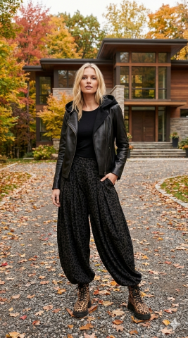 Hakiki Deri Fermuarlı ve Kapüşonlu Siyah Ceket