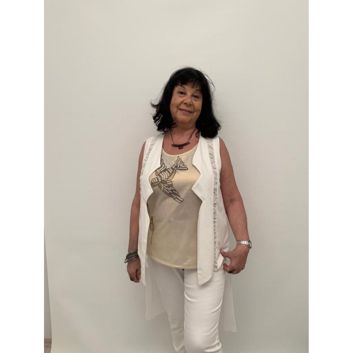 Büyük Beden Beyaz Yelek 6301