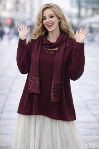 İtalyan Bordo Pul Detaylı Atkılı Triko Kazak