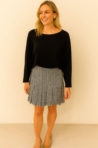 Kareli kumaş Etegi Pileli Mını Kolej Etek