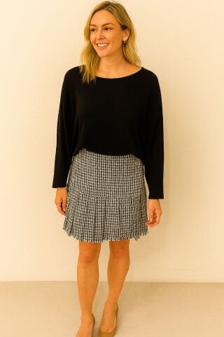 Kareli kumaş Etegi Pileli Mını Kolej Etek