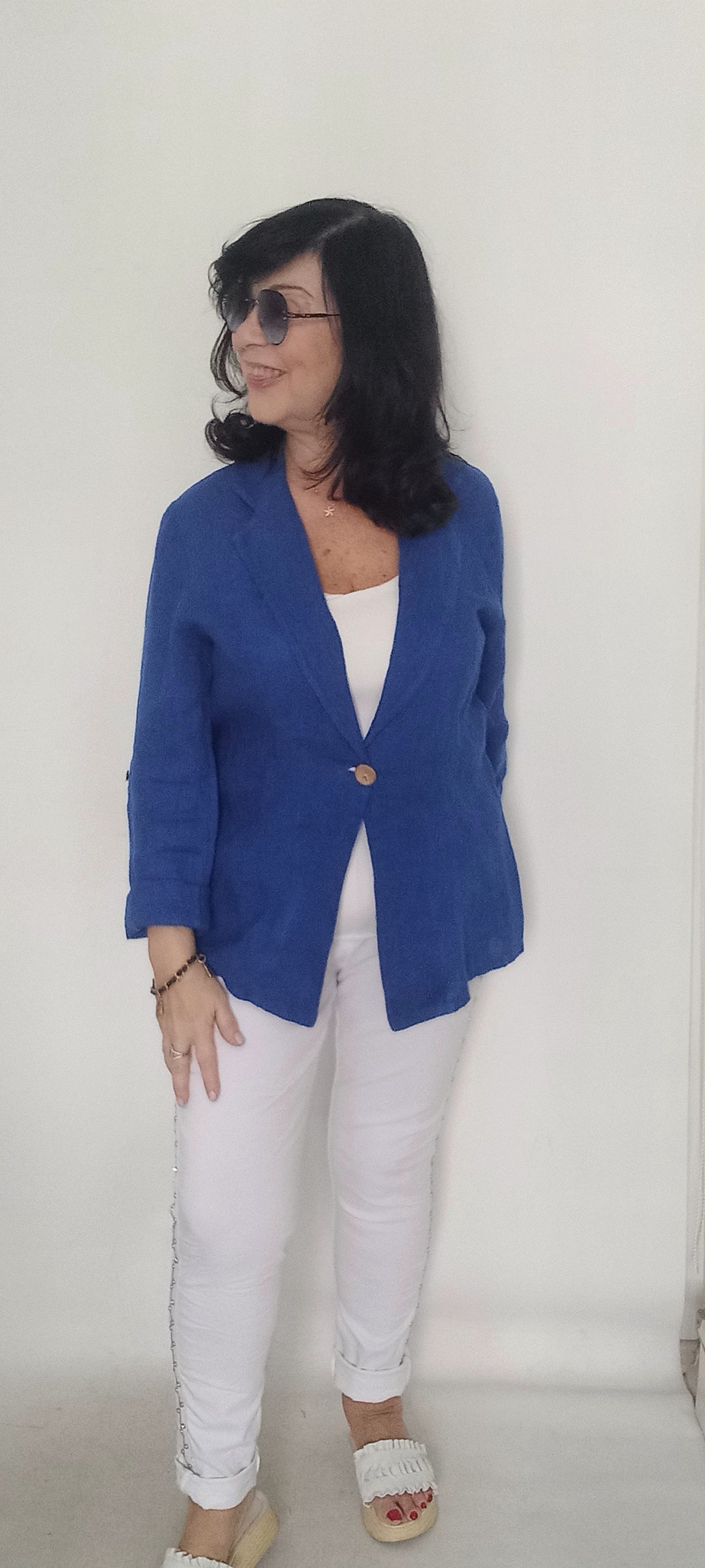 Saks Rengi İtalyan Keten Ceket