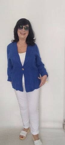 Saks Rengi İtalyan Keten Ceket