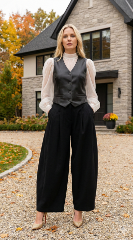 Hakiki Deri Düğmeli Siyah Yelek