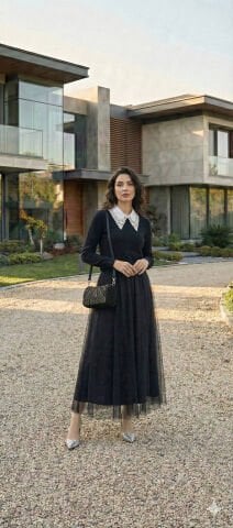 İtalyan Siyah  Tül Etek