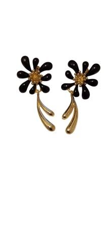 Dore Siyah Çiçek Modeli Küpe