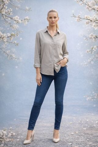 İtalyan Bej Rengi Cotton Gömlek