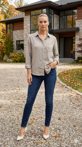 İtalyan Bej Rengi Cotton Gömlek