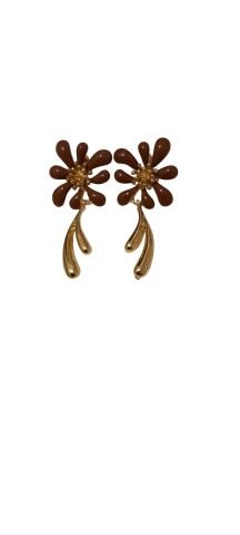 Dore Kahve Çiçek Modeli Küpe