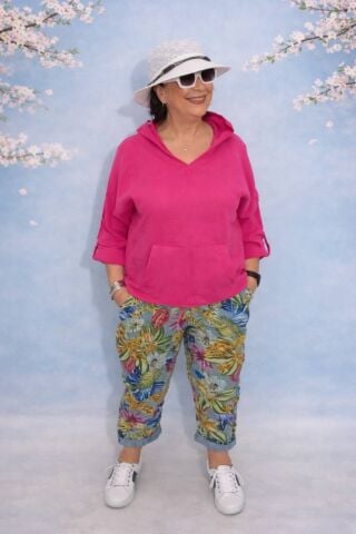 Büyük Beden Fujya  Kanguru Modeli  Kapşonlu  Truakar Kollu  Keten  Bluz