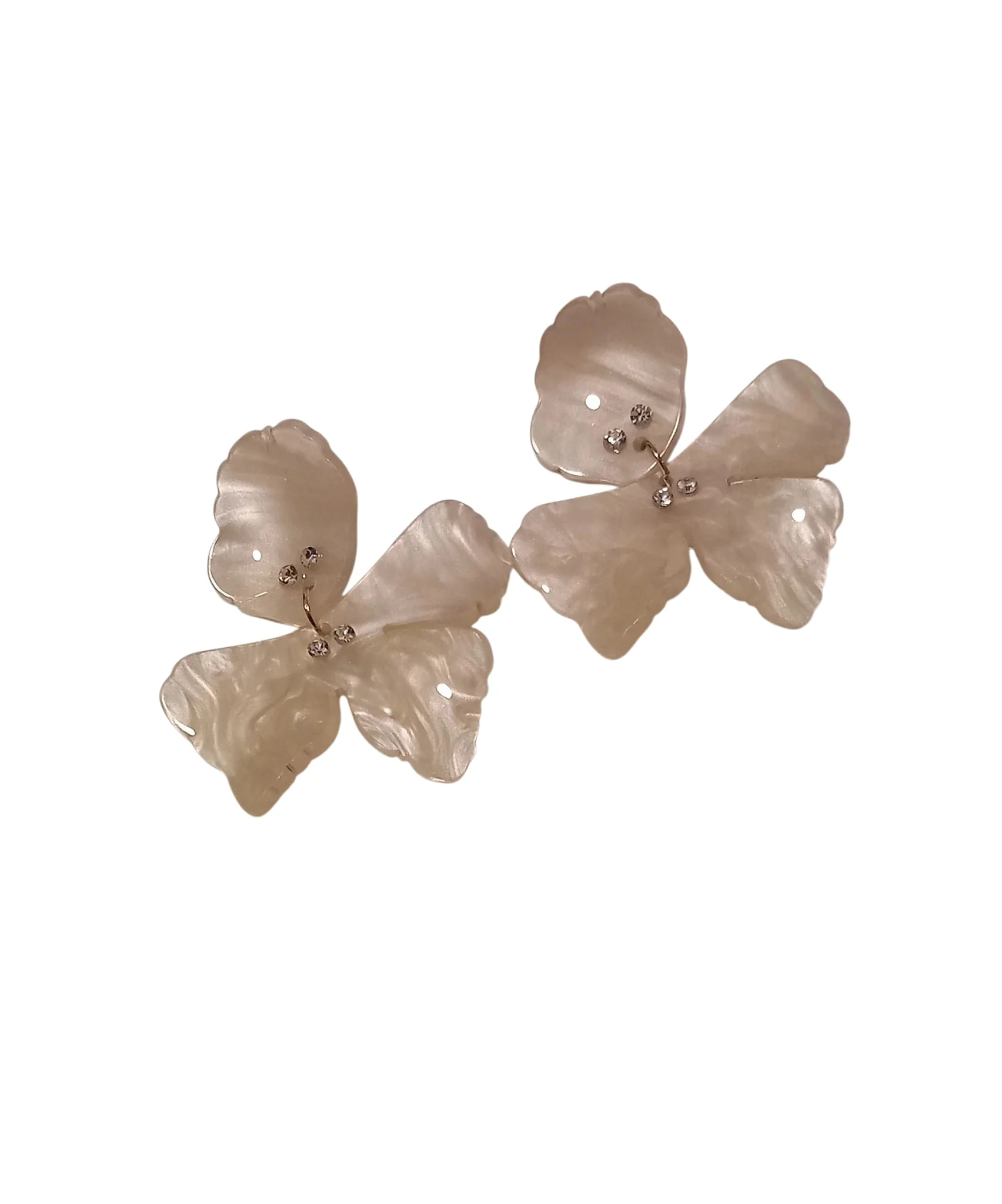 Sedef Çiçek Deseni Büyük Küpe