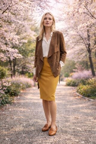 Hakiki Güderi  Camel Rengi  Astarsız Hırka Tadında Ceket