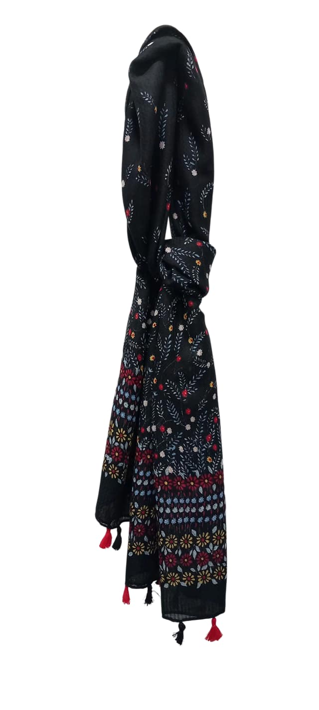 Siyah Desenli Vual Fular