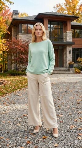 İtalyan Mint Rengi Yumuşacık Triko Kazak