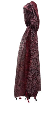 Vual Bordo Leopar Desenli  Fular