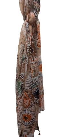 Yeşil Kahve Desenli Vual Fular